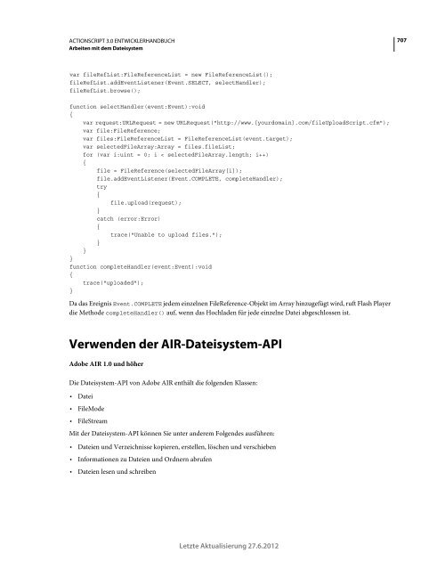 Actionscript 3 Entwicklerhandbuch