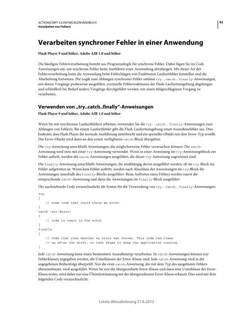 Actionscript 3 Entwicklerhandbuch