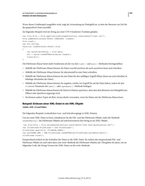 Actionscript 3 Entwicklerhandbuch