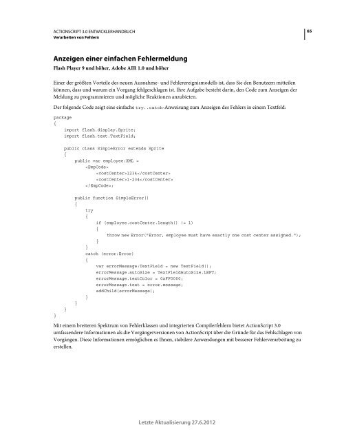 Actionscript 3 Entwicklerhandbuch