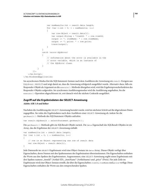 Actionscript 3 Entwicklerhandbuch