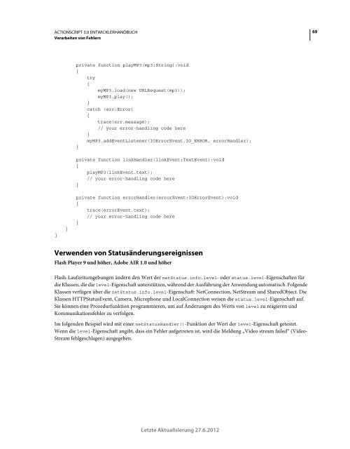 Actionscript 3 Entwicklerhandbuch