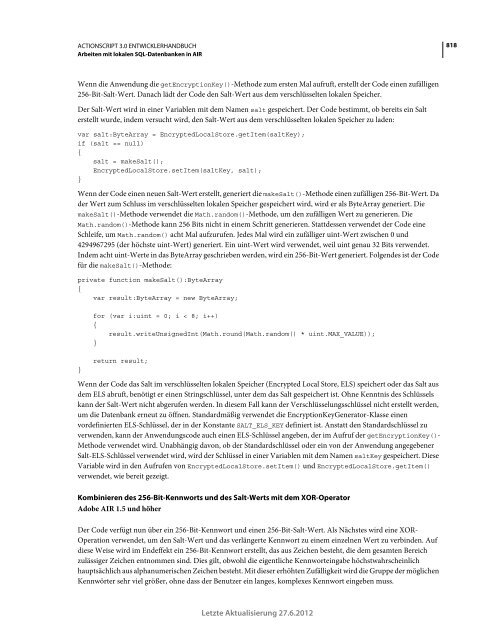 Actionscript 3 Entwicklerhandbuch