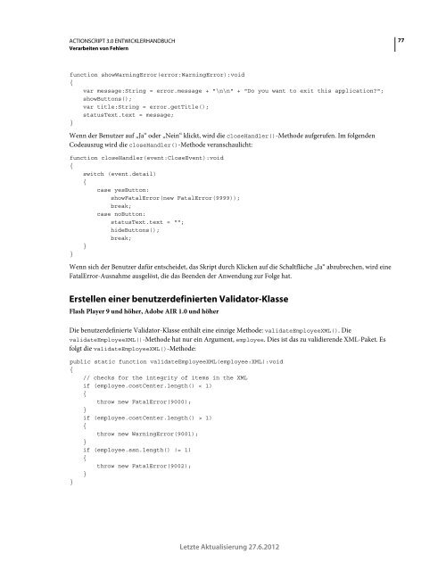 Actionscript 3 Entwicklerhandbuch