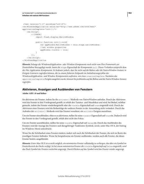 Actionscript 3 Entwicklerhandbuch