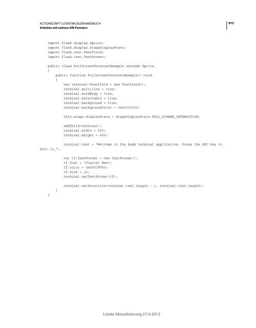 Actionscript 3 Entwicklerhandbuch