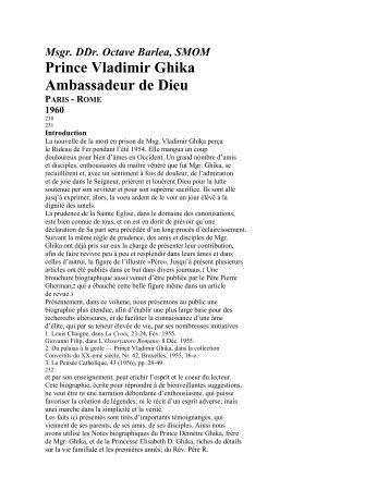 Prince Vladimir Ghika Ambassadeur de Dieu - Remus Mircea Birtz ...