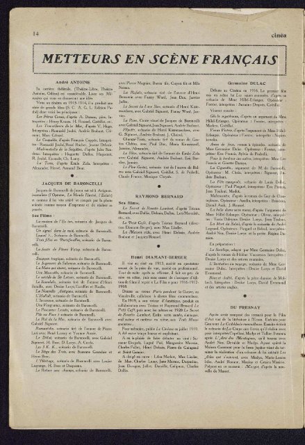 Cinéa n°20, 23/09/1921 - Ciné-ressources