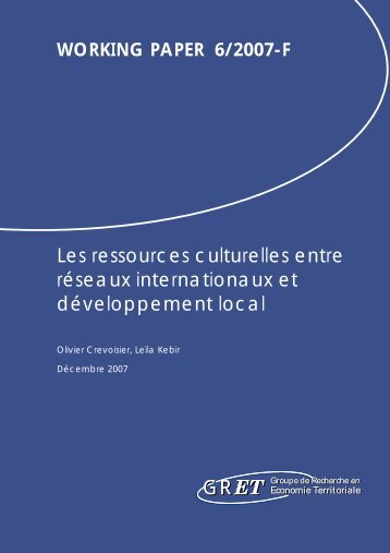 Les ressources culturelles entre réseaux internationaux et ...