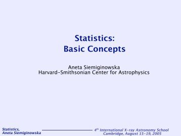 Statistics: Basic Concepts - Chandra X-Ray Observatory (CXC)