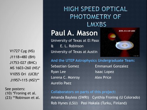 Paul A. Mason - Chandra X-Ray Observatory (CXC)