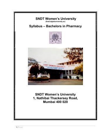 SNDT Women's University Syllabus – Bachelors in Pharmacy SNDT ...
