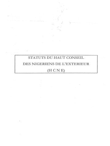 Statuts du Haut Conseil des Nigériens de l'Exterieur - Niger