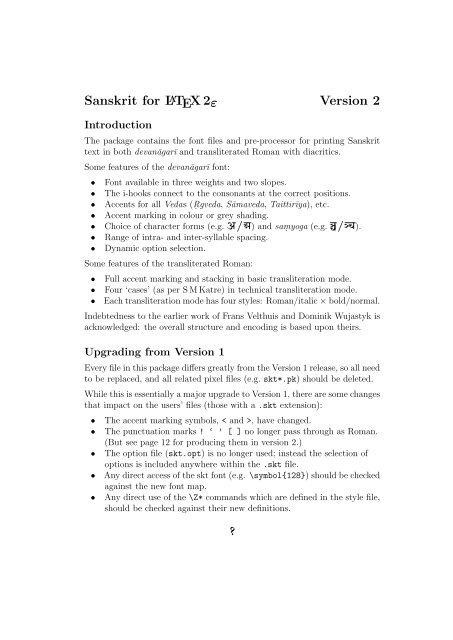 Sanskrit for LATEX2ε Version 2 - CTAN