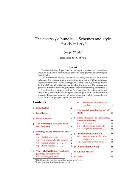 The chemstyle bundle — Schemes and style for chemistry - CTAN