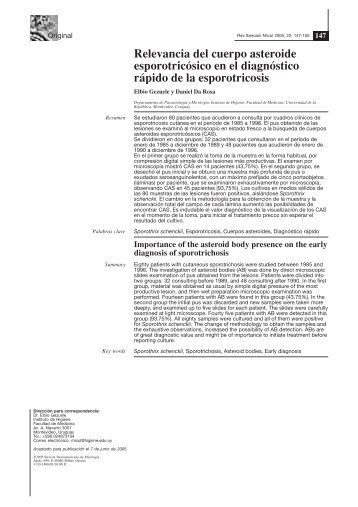 Relevancia del cuerpo asteroide esporotricósico en el diagnóstico ...