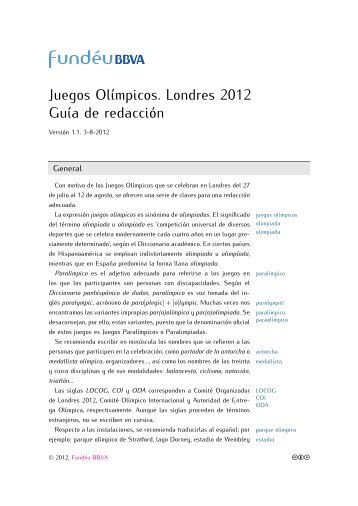 Juegos Olímpicos. Londres 2012 Guía de redacción - Fundéu