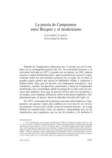 110. La poesía de Campoamor entre Bécquer y el modernismo, por ...