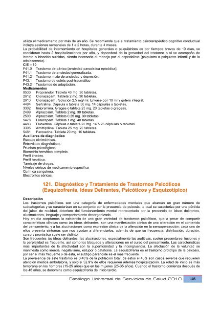 Catálogo Universal de Servicios de Salud 2010 (CAUSES).