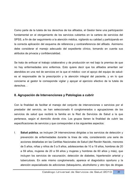 Catálogo Universal de Servicios de Salud 2010 (CAUSES).