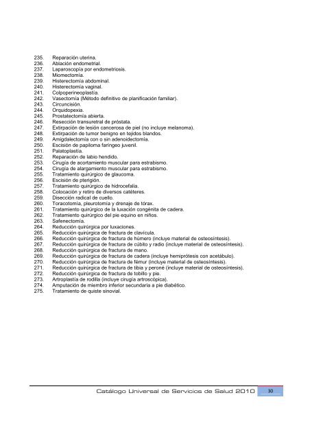 Catálogo Universal de Servicios de Salud 2010 (CAUSES).