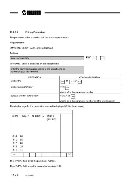 num parameter manual - Documentation CN