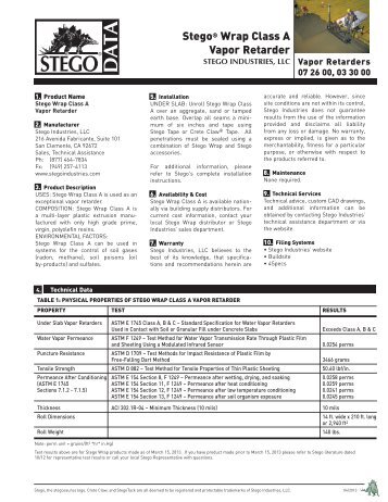 Stego® Wrap Class A Vapor Retarder - Stego Industries, LLC