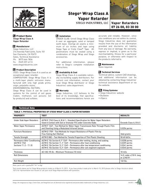 Stego® Wrap Class A Vapor Retarder - Stego Industries, LLC