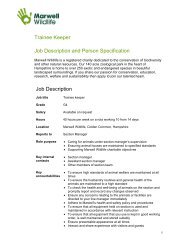 Trainee Keeper Job Description and Person ... - Marwell Zoo