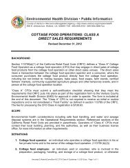 Cottage Food Operation Class A Requirements ... - County of Ventura