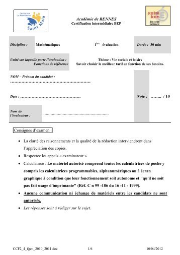 Consignes d'examen : • La clarté des raisonnements et la qualité de ...