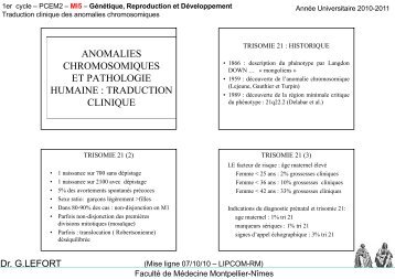 anomalies chromosomiques et pathologie humaine - Faculté de ...