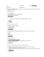 Soils 101 Exam #2 Name ANSWER KEY 10 March 2011 (160 points ...