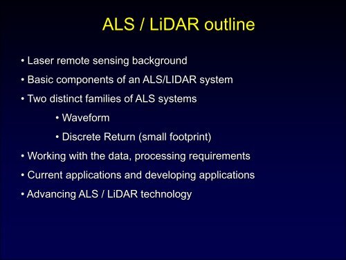 Airborne Laser Scanning: Remote Sensing with LiDAR