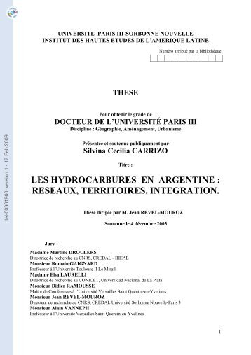 LES HYDROCARBURES EN ARGENTINE: RESEAUX ...
