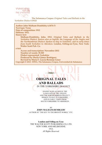 original tales and ballads - Gredos - Universidad de Salamanca