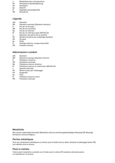 JRG Armaturen Robinetterie JRG Rubinetteria JRG ... - CCTB SA