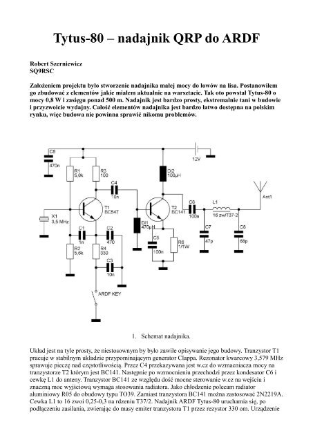 Tytus-80 – nadajnik QRP do ARDF