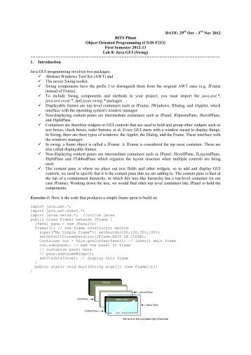 Lab8 - Computer Science & Information Systems. BITS, Pilani