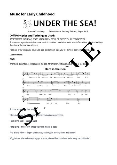 Early Childhood Lesson: “Under the Sea” by Susan Curbishley