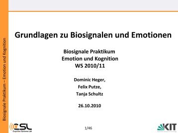 Grundlagen Emotion und Biosignale - CSL - Cognitive Systems Lab