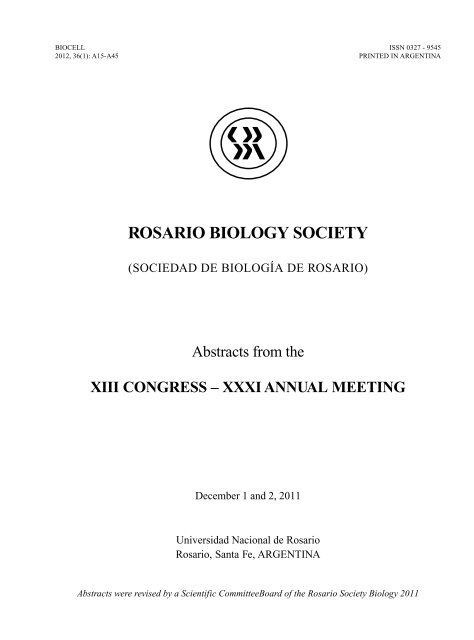 XXXI Annual Meeting. Rosario Biology Society ... - Cricyt - Conicet