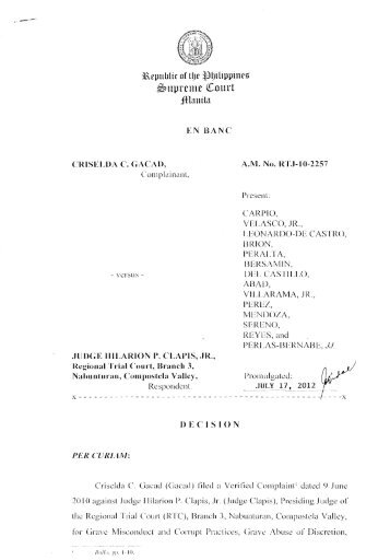 A.M. No. RJ-10-2257. July 17, 2012 - Supreme Court of the Philippines