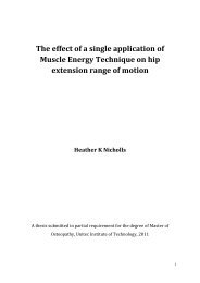 The effect of a single application of Muscle Energy ... - Research Bank