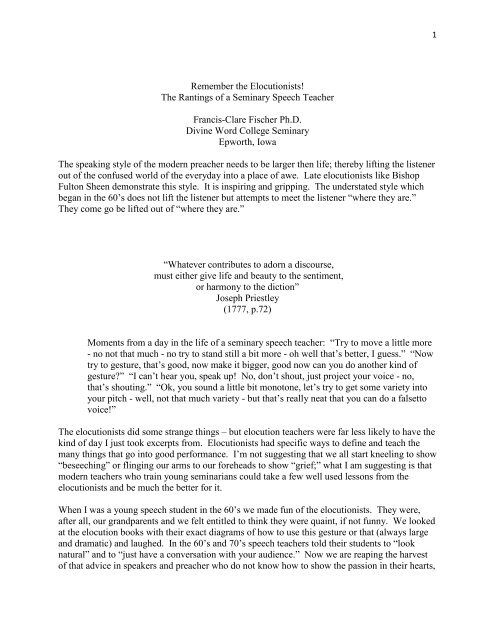 Remember The Elocutionists The Rantings Of A Seminary Speech