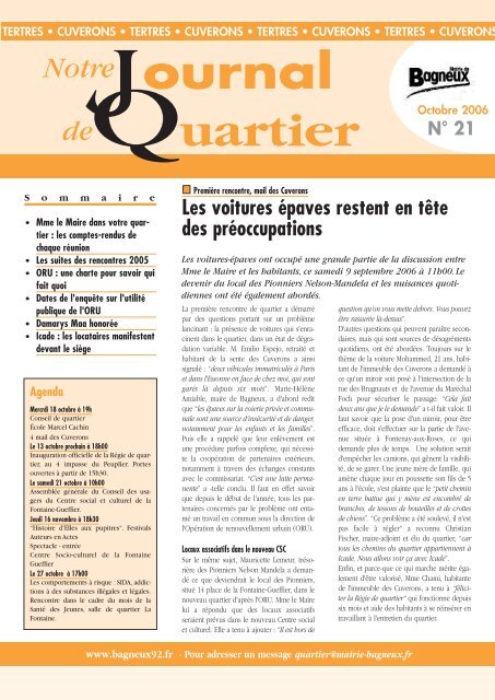 Journal de quartier n°21 octobre 2006 - Bagneux