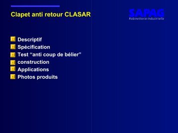 Clapet anti retour CLASAR - Sapag