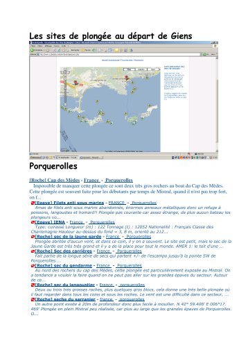 Les sites de plongée au départ de Giens Porquerolles