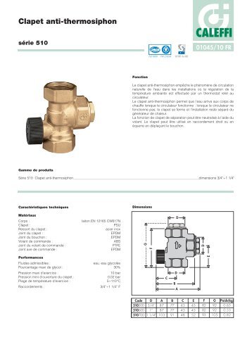 Clapet anti-thermosiphon - Caleffi