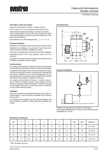 Clapet anti-thermosiphon Modèle universel - Oventrop